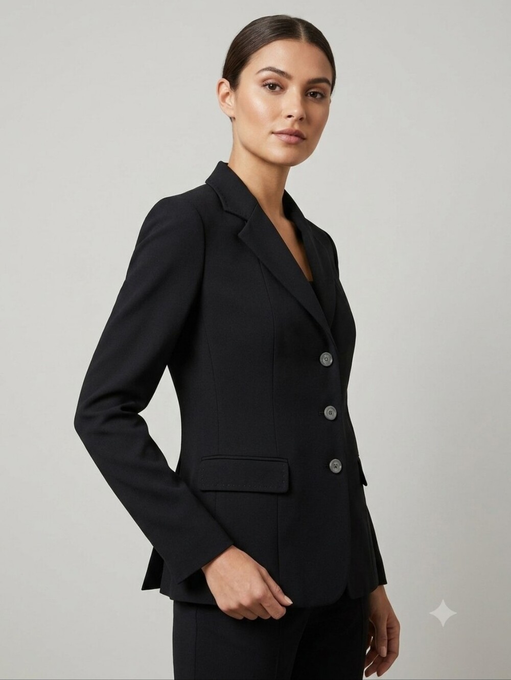 Elie Tahari Black 3-Button Wool Blend Tailored Blazer Sz 2 Quiet Luxury Office